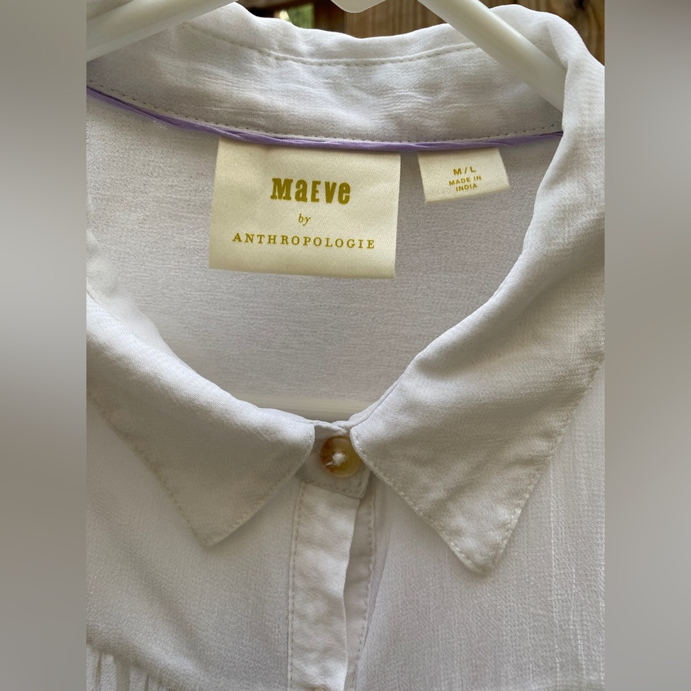 Anthropologie Maeve Portia Floral SemiSheer Blouse Size M/L - Picture 3 of 7